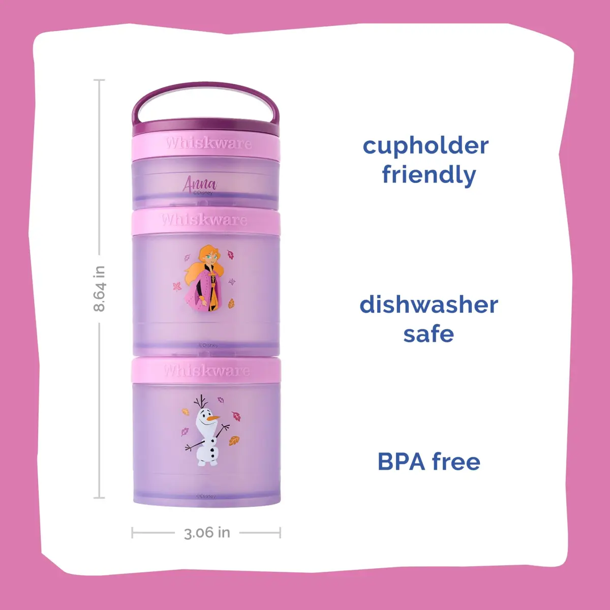 Whiskware Disney Princess Frozen Stackable Snack Containers 2.33 Cup | Cute & Durable for Kids - view 2