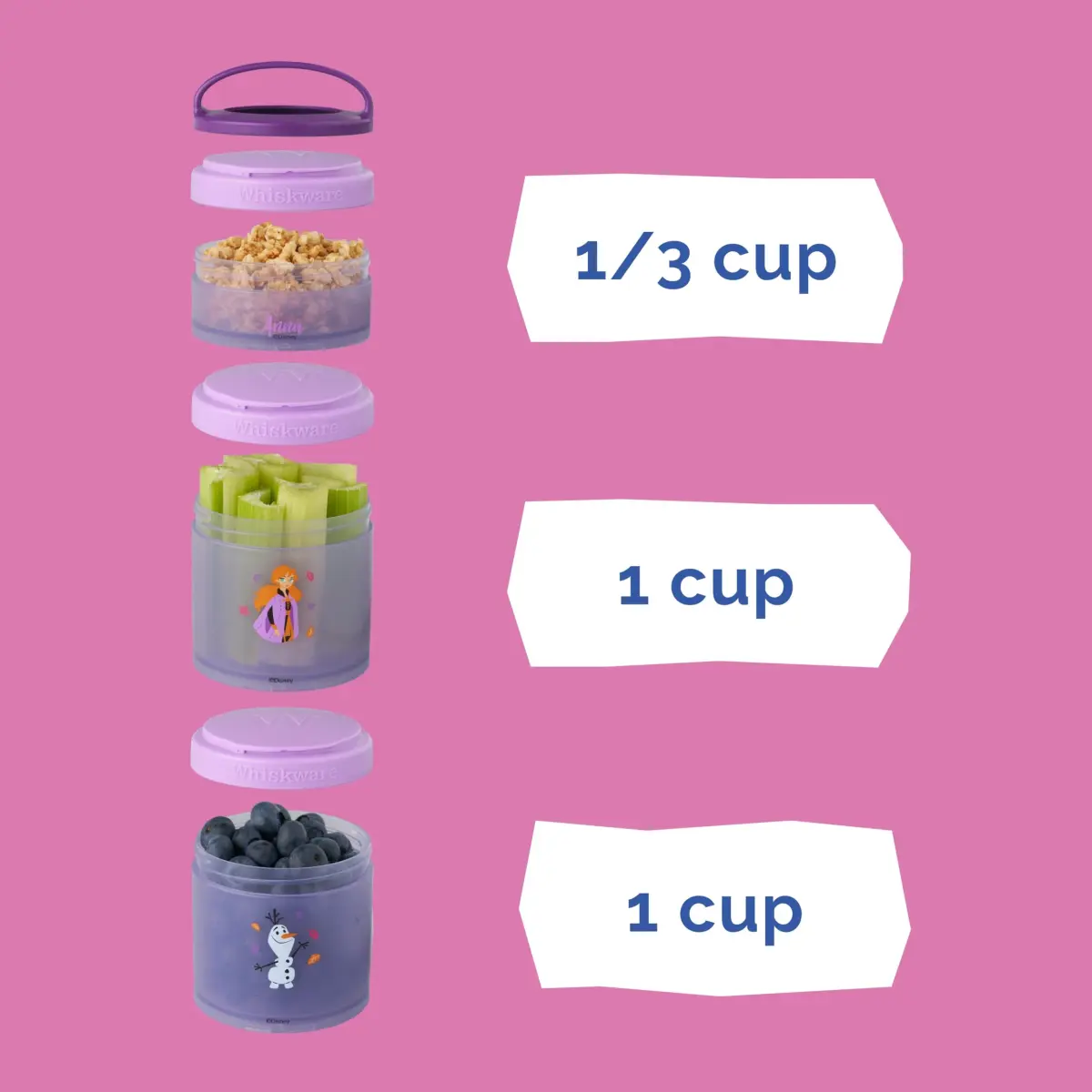 Whiskware Disney Princess Frozen Stackable Snack Containers 2.33 Cup | Cute & Durable for Kids - view 4