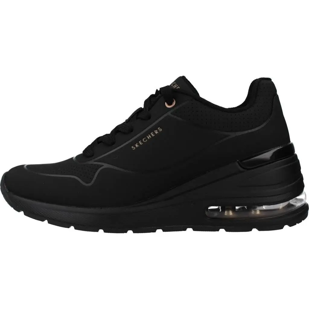 Skechers Million Air Elevated Air Women's Fashion Sneakers Black 2.5-inch Wedge Heel | Comfortable & Stylish - view 2