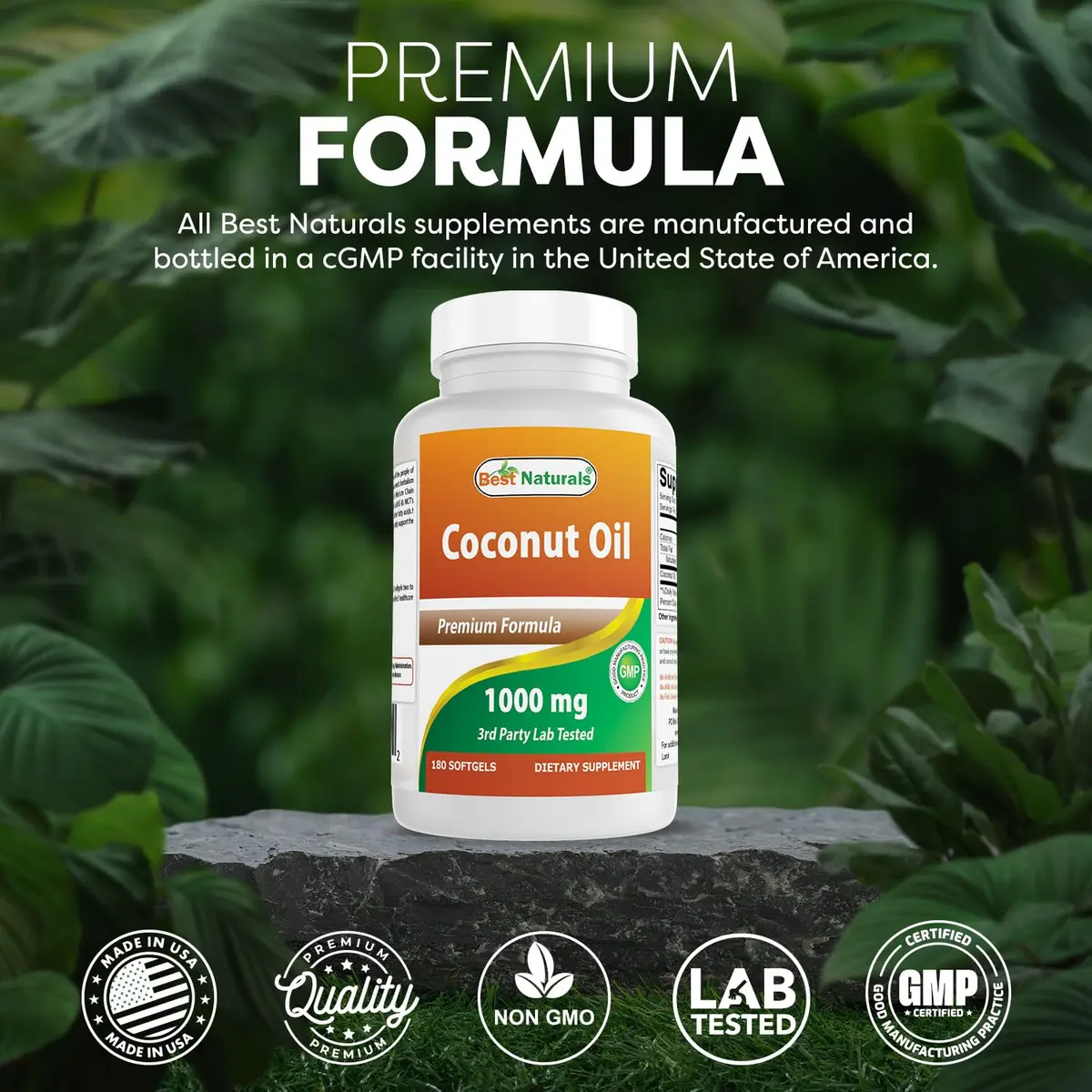 Best Naturals Extra Virgin Coconut Oil 1000 mg Softgel 180 Count | 3 Pack, Non-GMO, Gluten-Free, Made in USA - view 5
