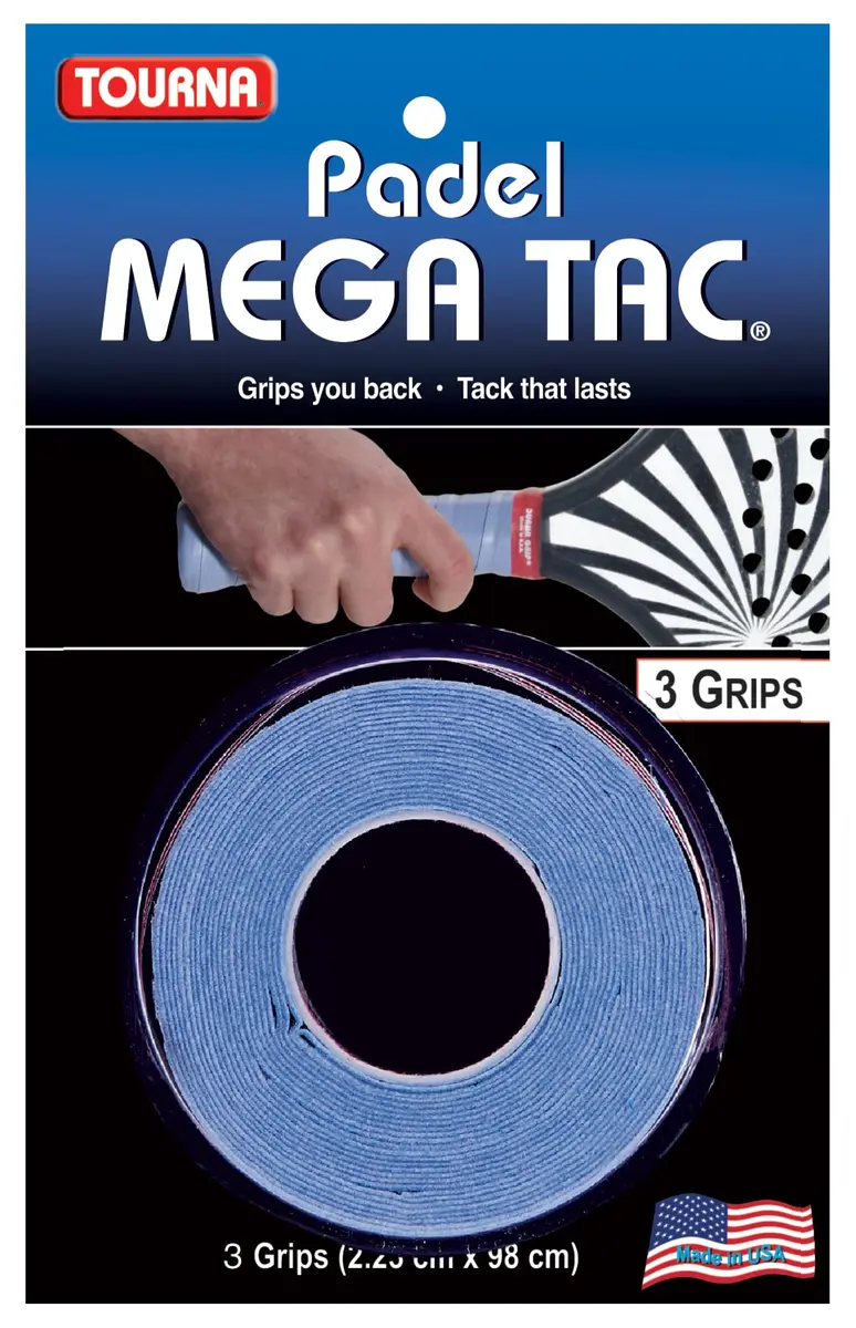 Tourna Padel Mega Tac Overgrip 3 Pack Blue | Ultra-Tacky & Durable for Padel Racquets - main product image
