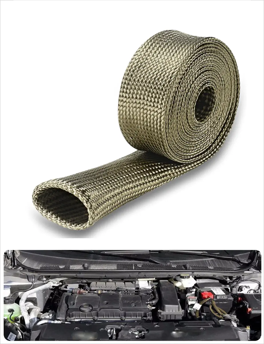 Ummickl Heat Shield Sleeve for Fuel Lines & Spark Plug Wires | 12.7mm (1/2" ID) x 10ft Roll, Titanium Basalt - main product image