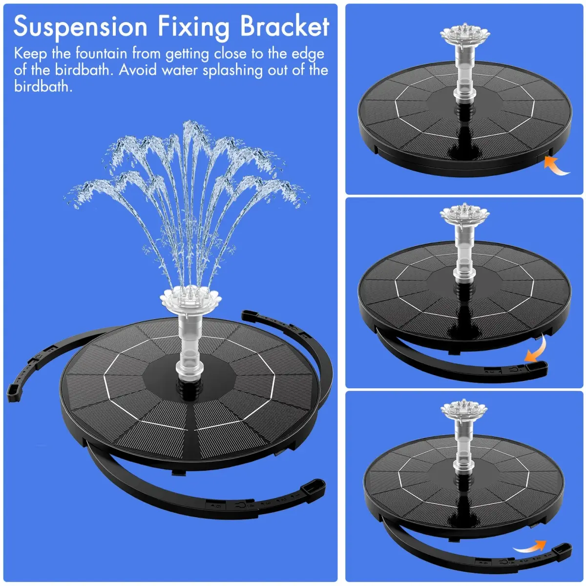 AISITIN 3.5W Solar Fountain Pump with 9.8ft Cord & 8 Nozzles | Attracts Birds, DIY Water Features - view 5