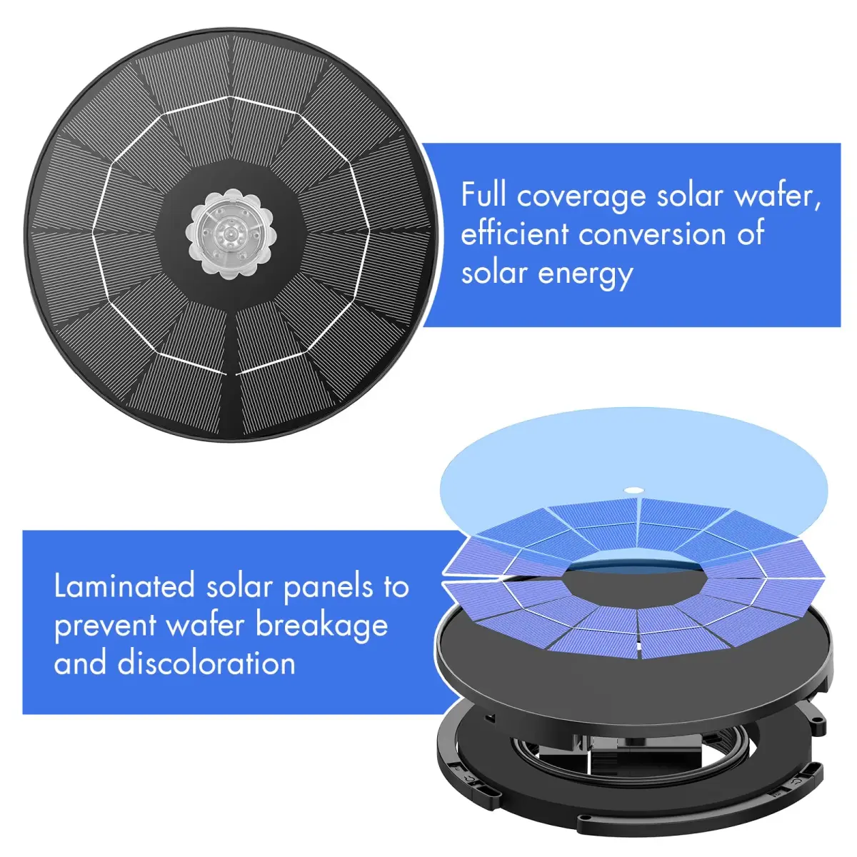 AISITIN 3.5W Solar Fountain Pump with 9.8ft Cord & 8 Nozzles | Attracts Birds, DIY Water Features - view 7