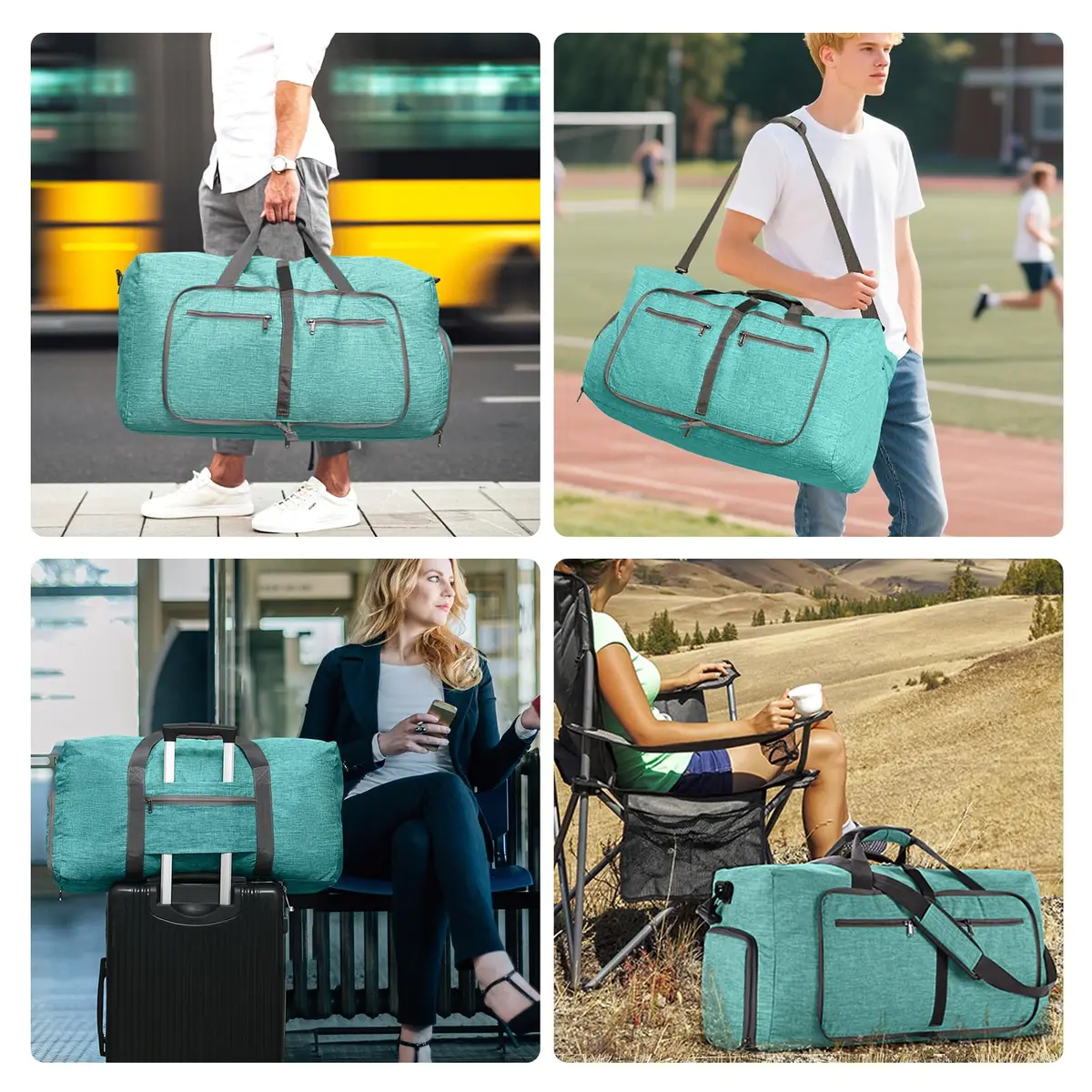 Vomgomfom Travel Duffle Bag 85L Foldable Waterproof Men Women Mint Green | Large Capacity & Compact Fold - view 8