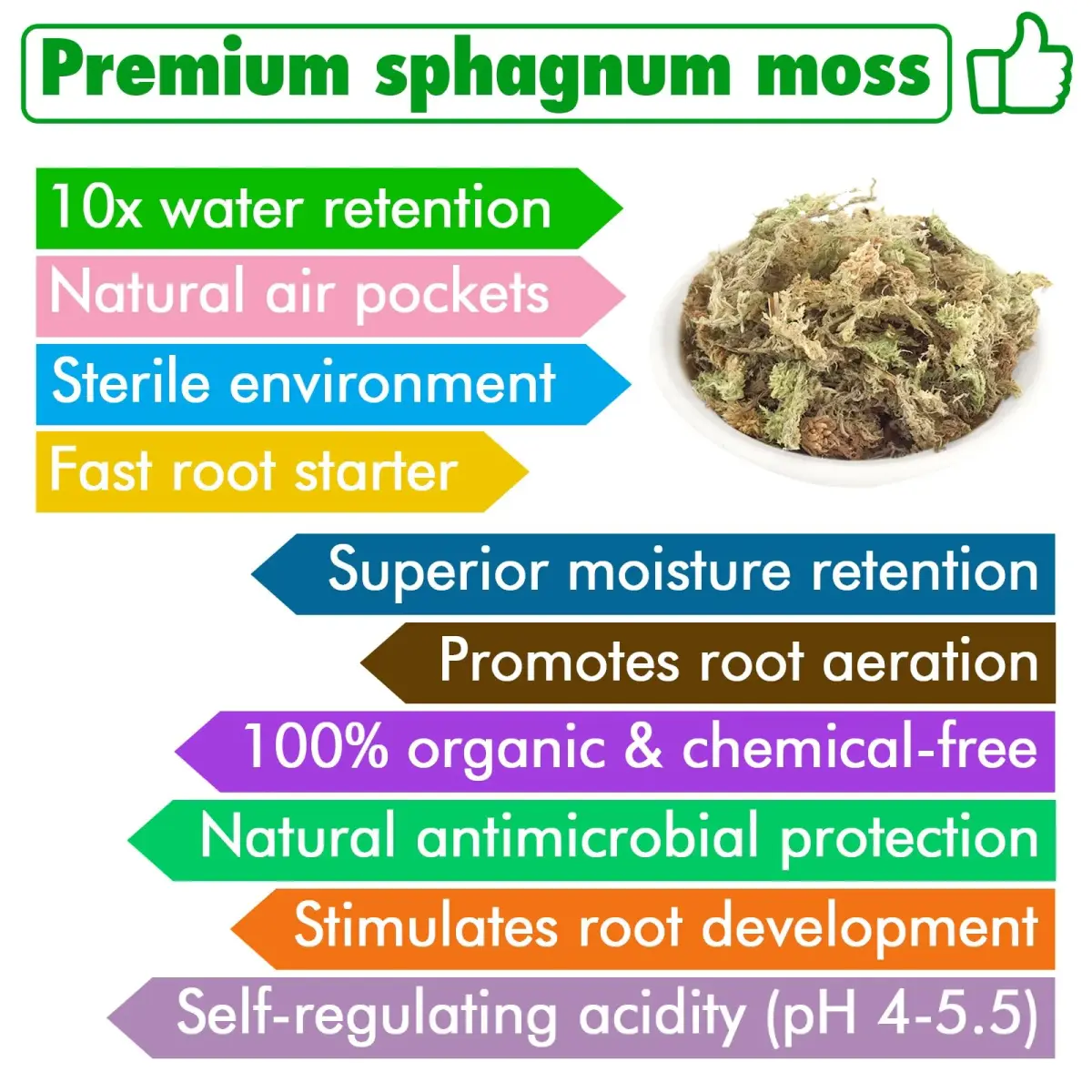 ZeeDix Natural Sphagnum Moss 3 oz (170g) | Long Fiber Moss for Indoor Plants, Orchids, Carnivorous Plants, Succulents, Reptiles - view 3
