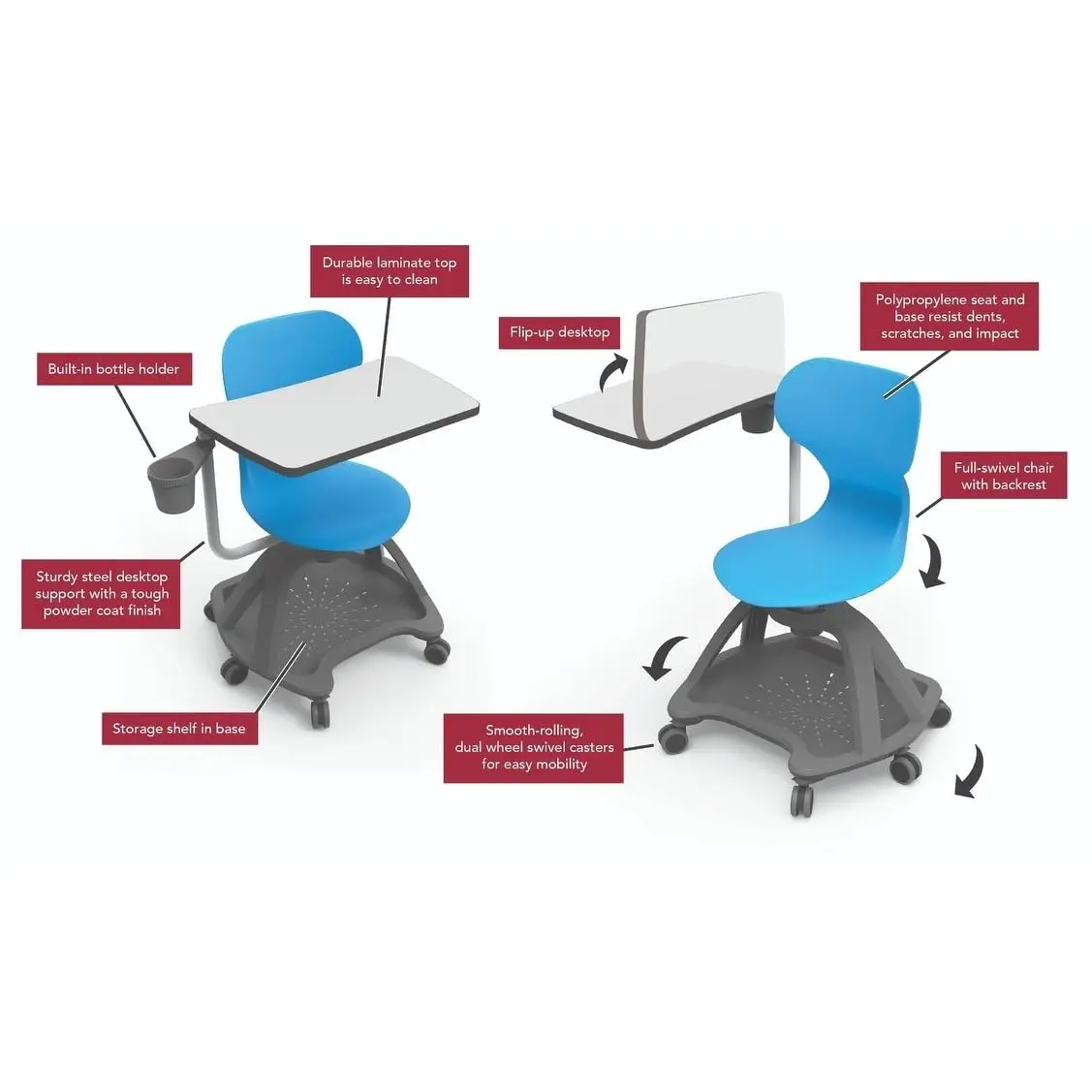 Luxor Student-MTACHR All-in-One Student Desk and Chair | Space-Saving, Durable, Ergonomic Classroom Furniture - view 6