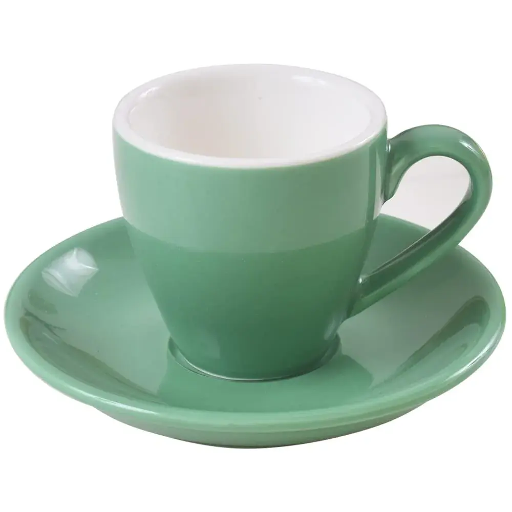 ionEgg Cyan Porcelain Espresso Cup with Saucer, 80ml (2.7Oz) - Pro-Grade Lead-Free Ceramic - main product image