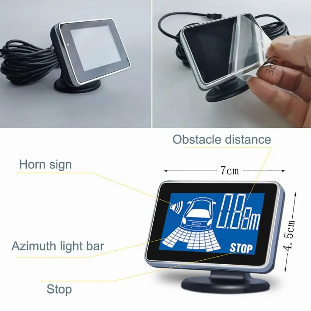 Elsnu Car Reverse Radar System with 4 Parking Sensors | LCD Voice Warning 12V - view 5