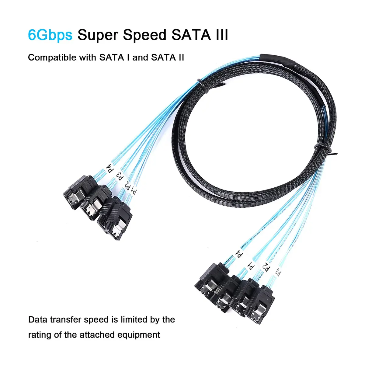 ADCAUDX SATA III Cable 1M (3.3FT) 4-Pack | 6Gbps Data Transfer for SSD HDD - view 4