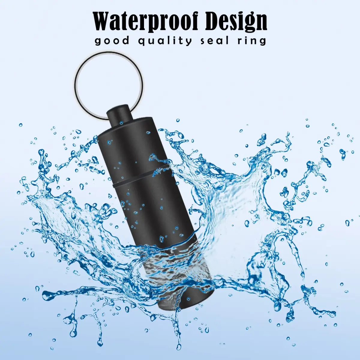 LETAOWJ Small Pill Box Waterproof Keychain Pill Holder with Keyring | 1 Compartment - view 5