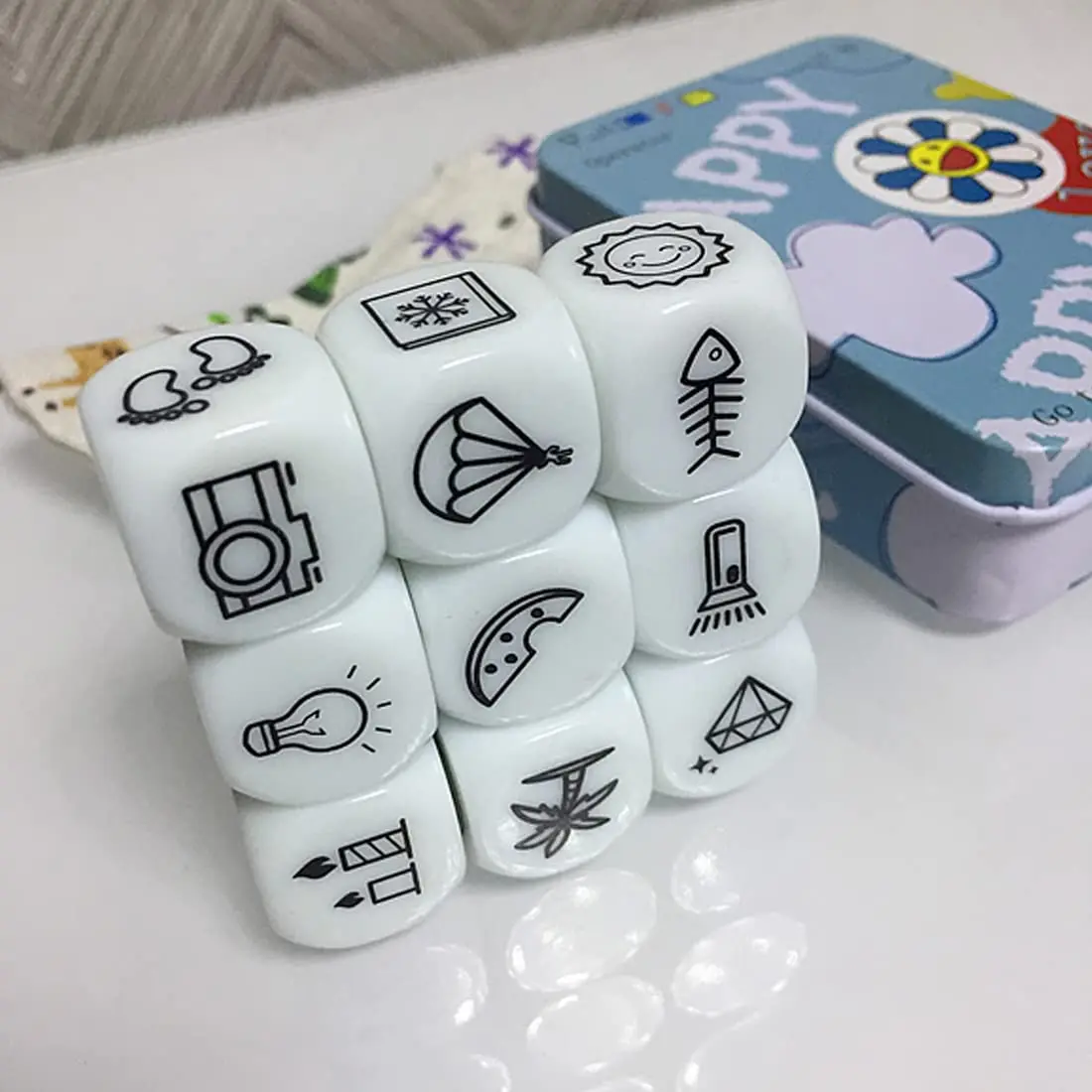 Mbarbs Happy Story 9 Cubes Bundle Dices Cube Set for Kids & Adults | Creative Storytelling Game with Iron Box Storage (120 chars) - view 3