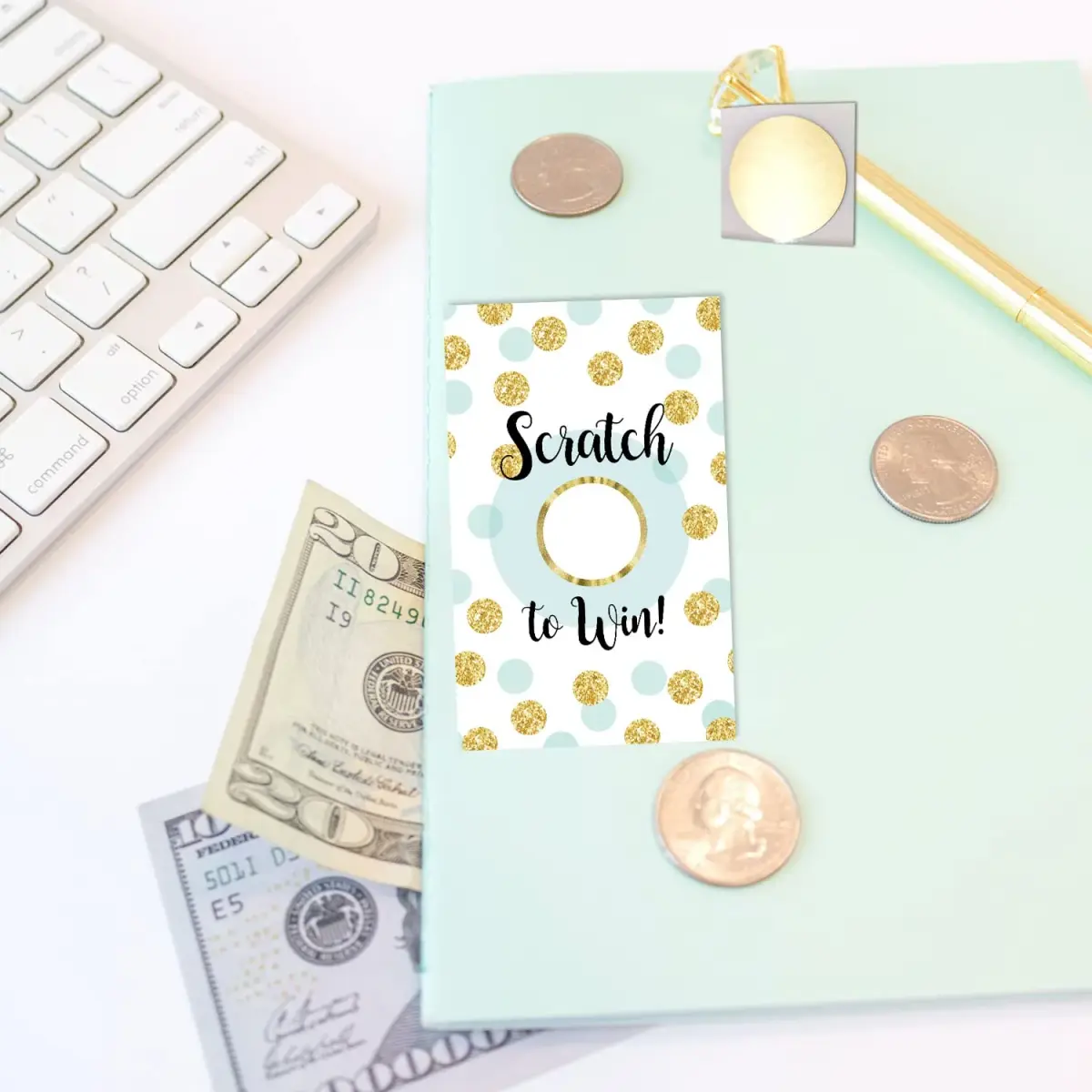 KRUCVOJO Gold Blank Gift Certificate Scratch Off Cards | 50 Cards & 50 Labels (2" x 3.5") - view 2