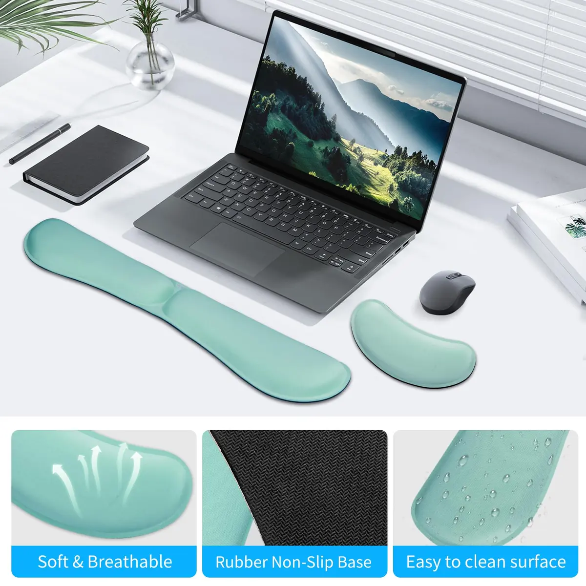 ZIBLY Wrist Rest Keyboard and Mouse Set - Ergonomic Memory Foam Support for Work & Gaming - view 6