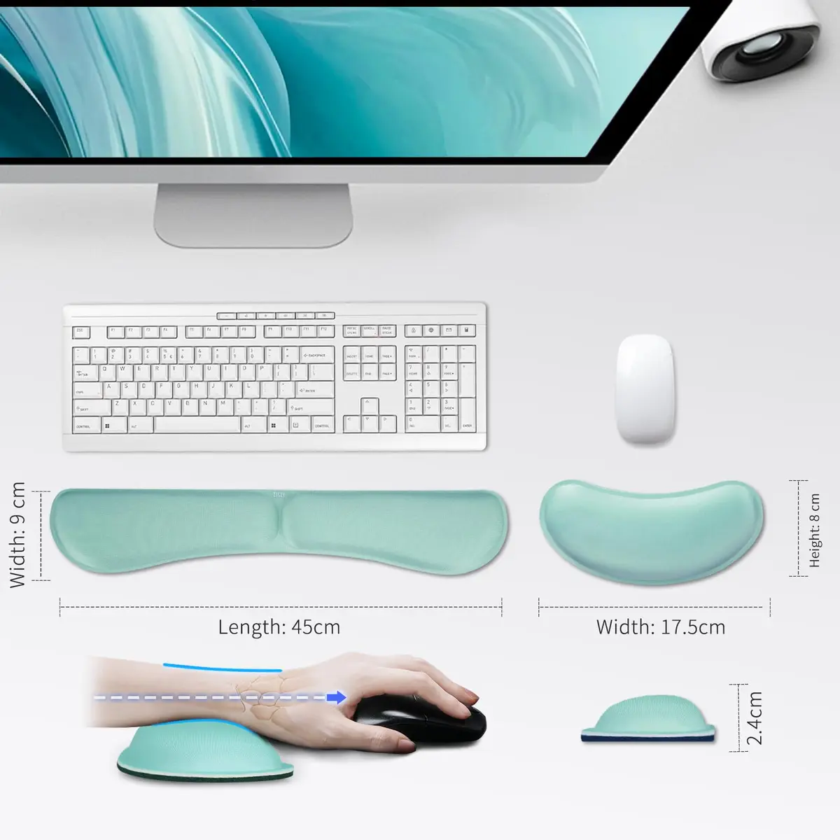 ZIBLY Wrist Rest Keyboard and Mouse Set - Ergonomic Memory Foam Support for Work & Gaming - view 2