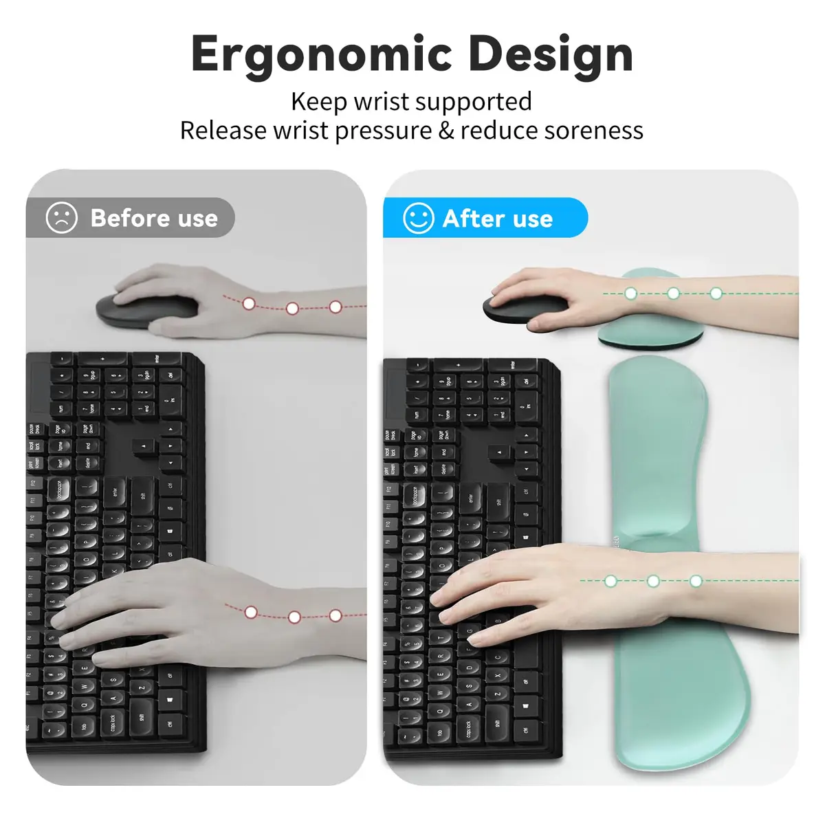 ZIBLY Wrist Rest Keyboard and Mouse Set - Ergonomic Memory Foam Support for Work & Gaming - view 3