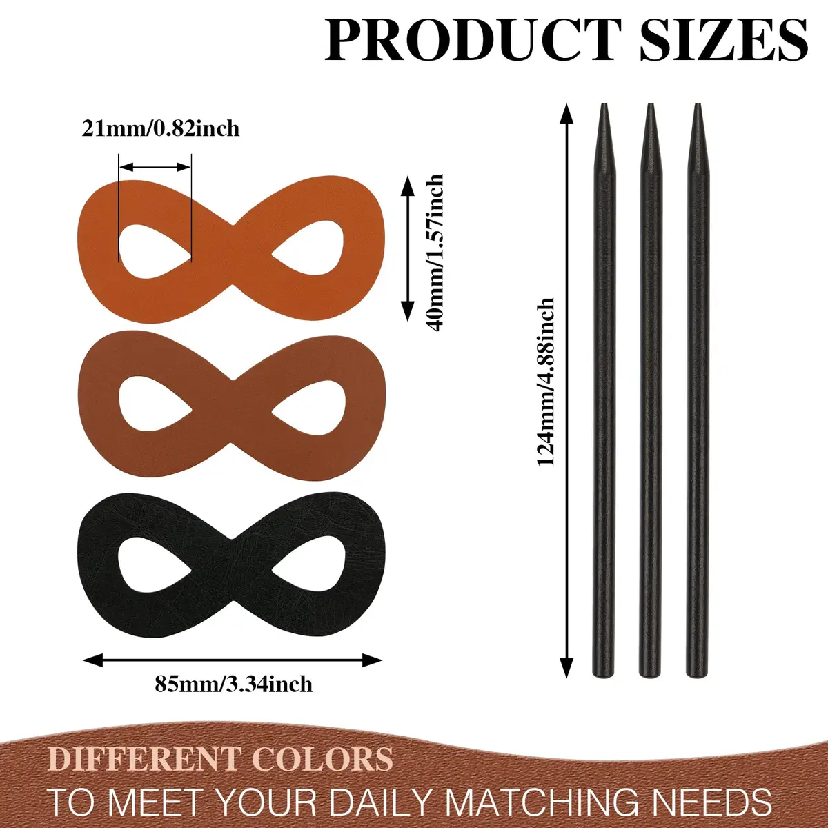 UHOMENY Leather Hair Barrette with Stick | Elegant 3-Piece Set for Women & Girls - view 3