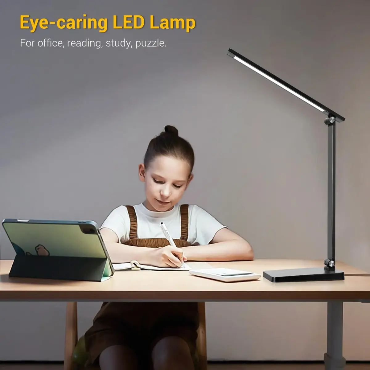 Best World LED Black Desk Lamp with USB Charging Port | 8W 5000K Cool White Light - view 6