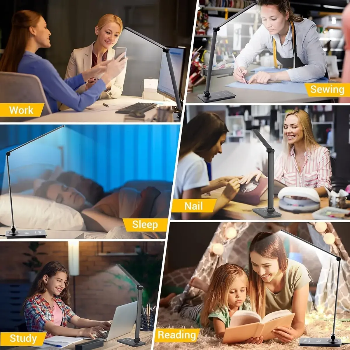 Best World LED Black Desk Lamp with USB Charging Port | 8W 5000K Cool White Light - view 8