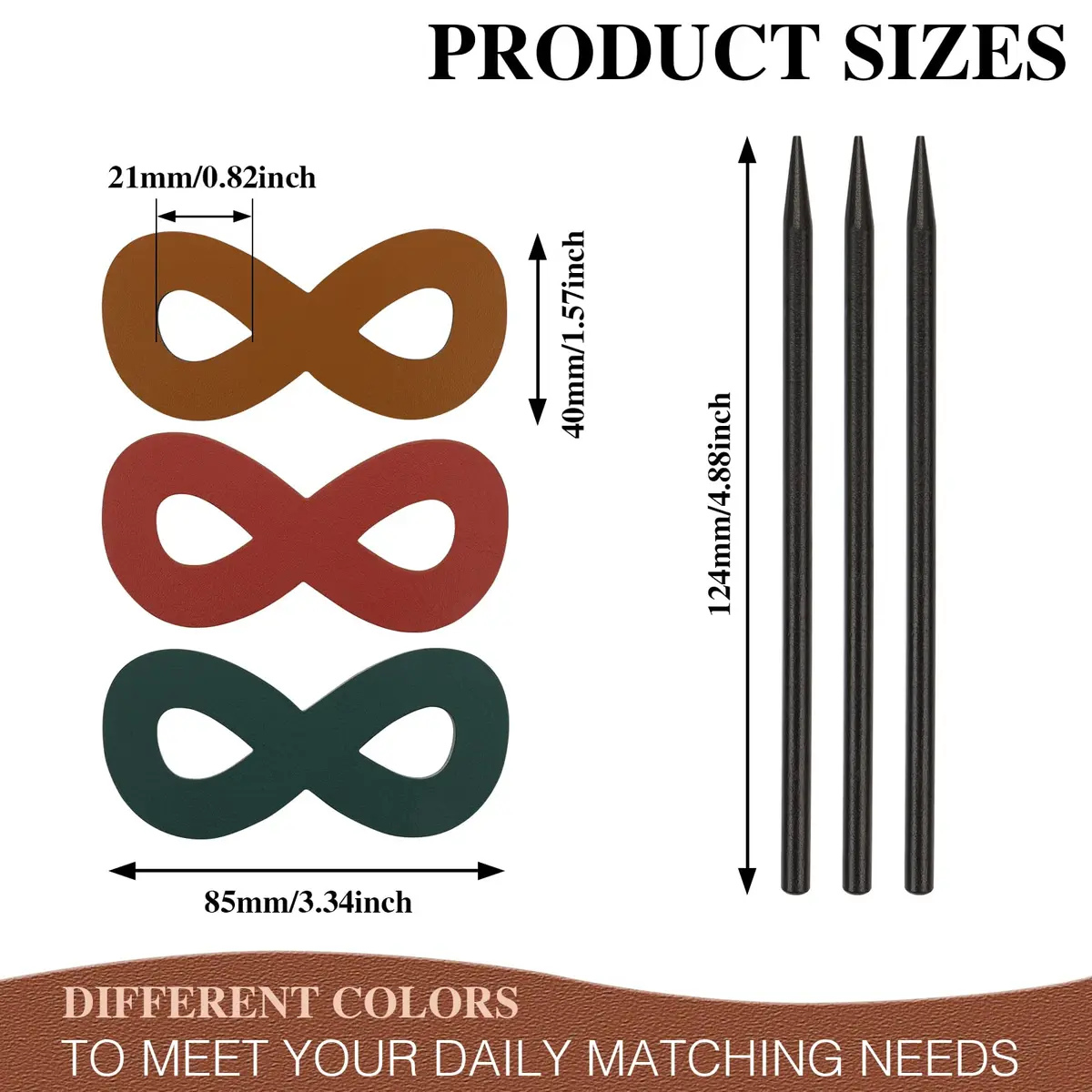 UHOMENY Leather Hair Barrettes 3 Pack | Elegant Faux Leather Hair Clips for Women - view 3