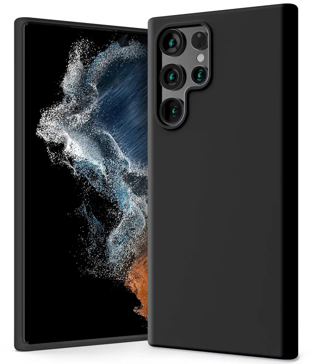 GOOSPERY Liquid Silicone Compatible with Samsung Galaxy S22 Ultra Case, Silky-Soft Touch Full Body Protection Shockproof Cover Case with Soft Microfiber Lining (Black) | Full Coverage Shockproof - main product image