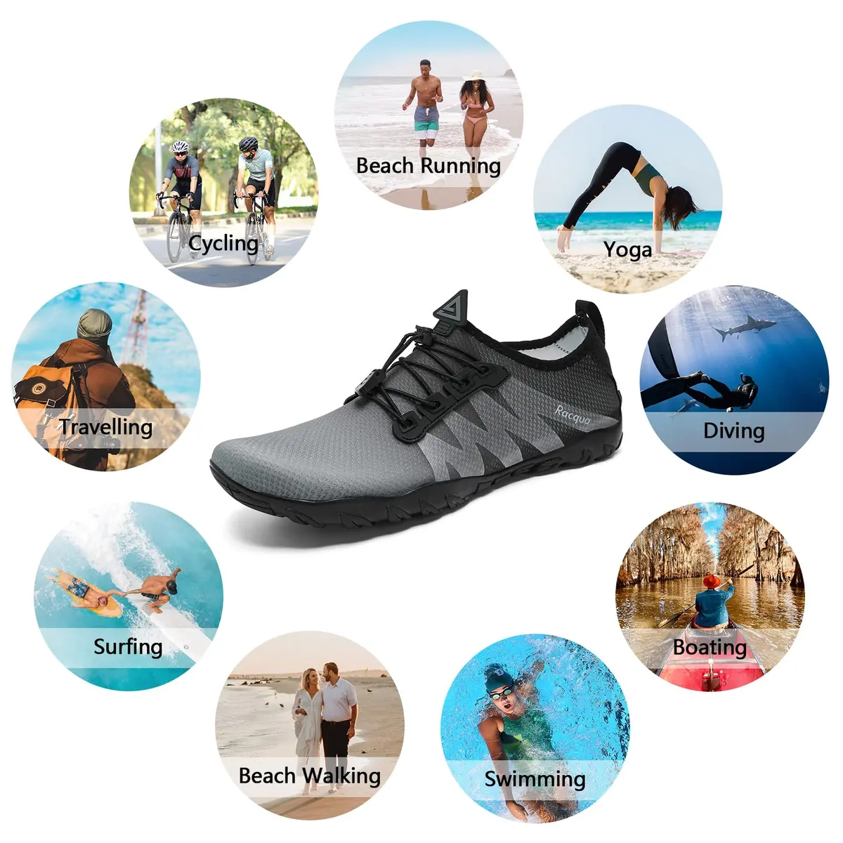 Racqua Water Shoes for Men Quick Dry Breathable Mesh Summer Athletic Footwear - view 3