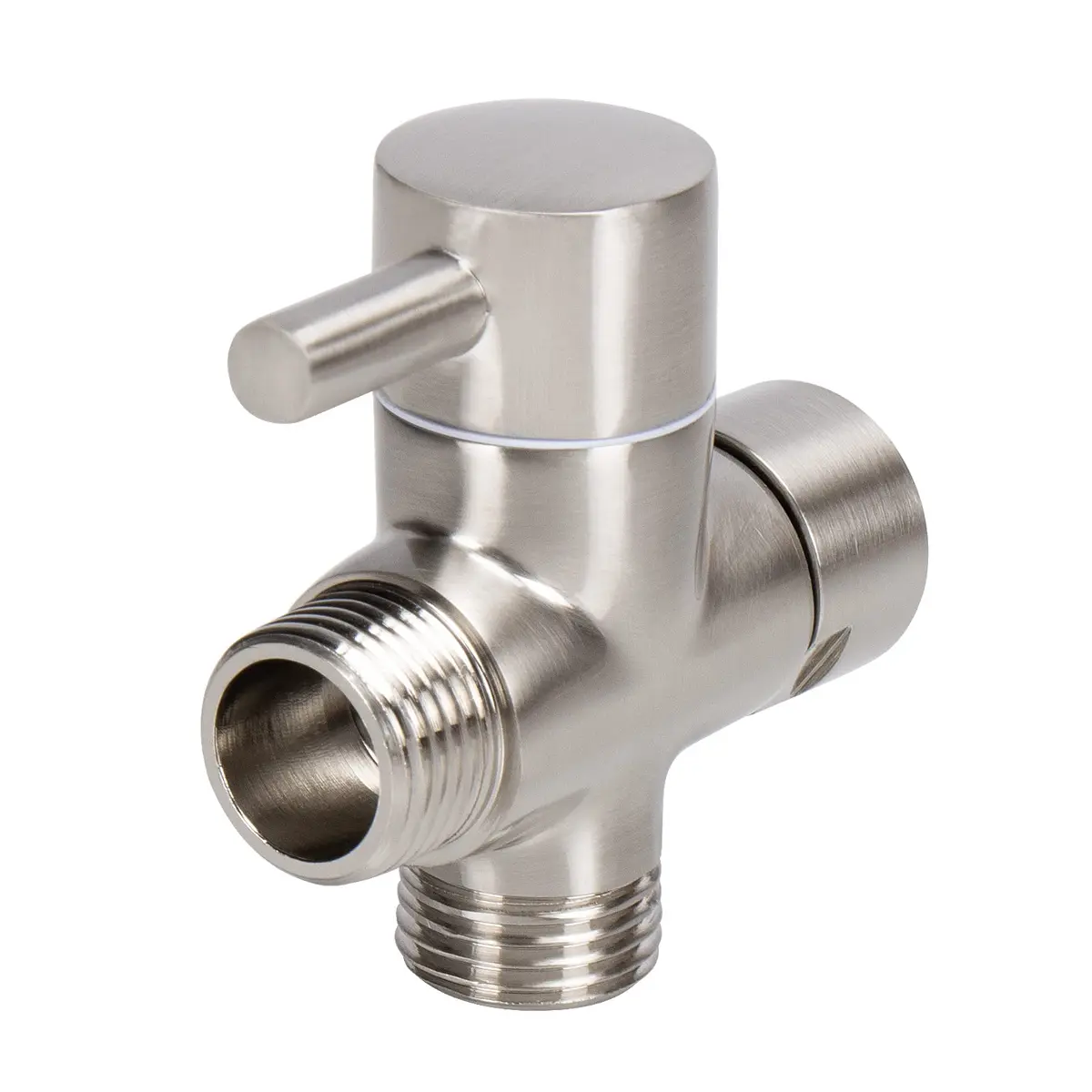 NearMoon Solid Brass G1/2" Shower Arm All Metal Universal 3-Way Diverter Valve for Handheld and Fixed Head, Brushed Nickel - main product image