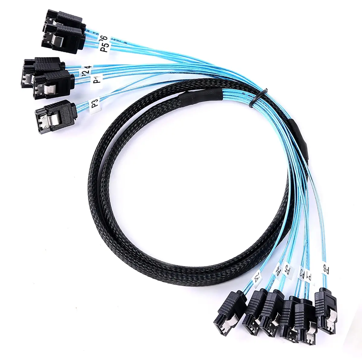 ADCAUDX SATA-III Cable 1M (3.3ft) 6Gbps, 6-Pack Braided Nylon Data Cable | Secure Locking Latch for Internal Drives - main product image