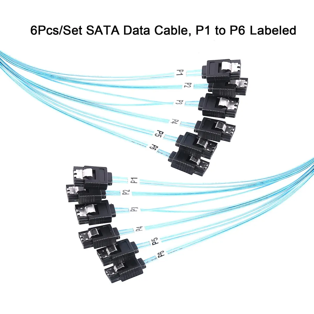 ADCAUDX SATA-III Cable 1M (3.3ft) 6Gbps, 6-Pack Braided Nylon Data Cable | Secure Locking Latch for Internal Drives - view 4
