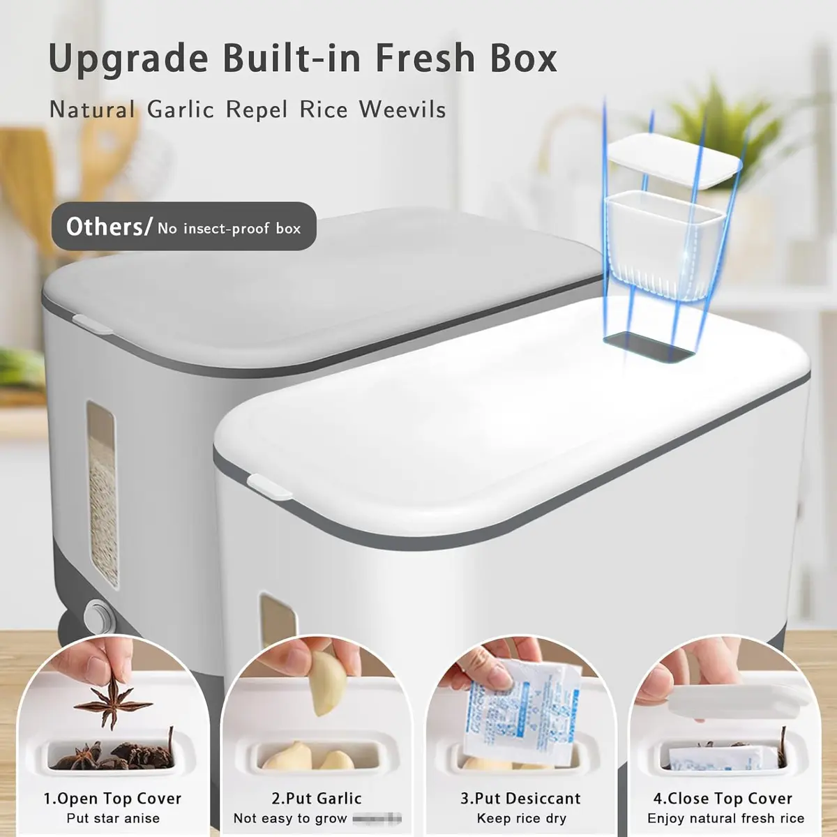 Lenwi Food Storage Container Large | BPA-Free Kitchen Pantry Organization (25 lbs, Grey) - view 4