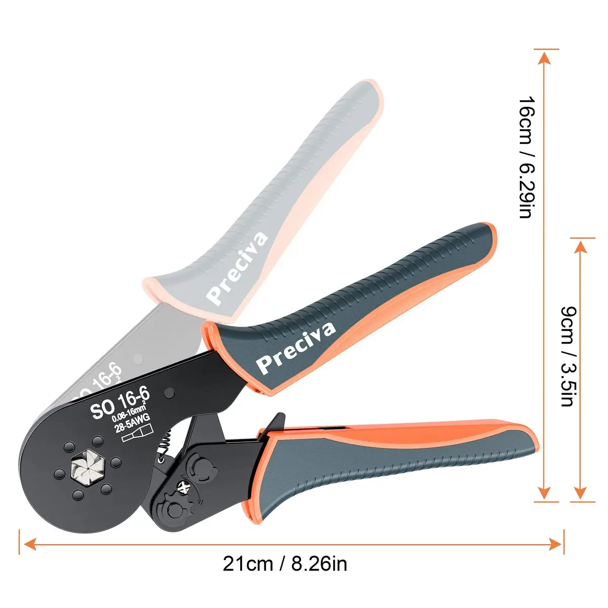 Preciva Hexagonal Ferrule Crimper Self-Adjusting Wire Crimping Pliers AWG 28-5 | Precise Hex Jaw, Ergonomic Handle, 6-Month Warranty - view 6