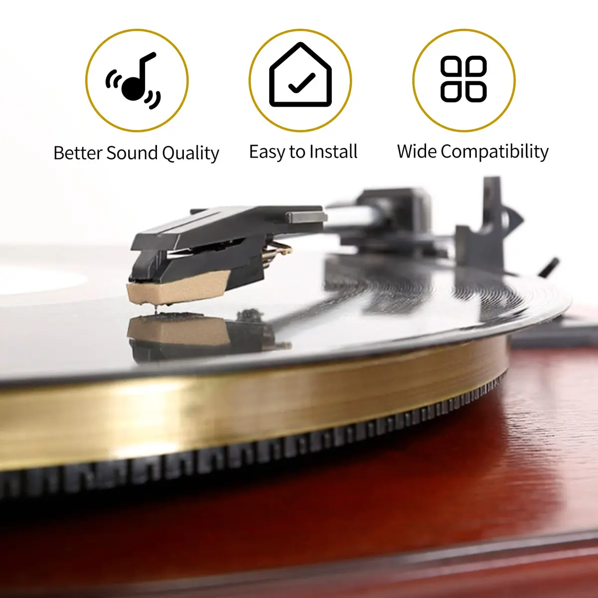 banpa Gold Turntable Cartridge with Diamond Stylus Replacement | Fits Crosley, ION, Pyle, Jensen, Victola, Teac & More - view 7