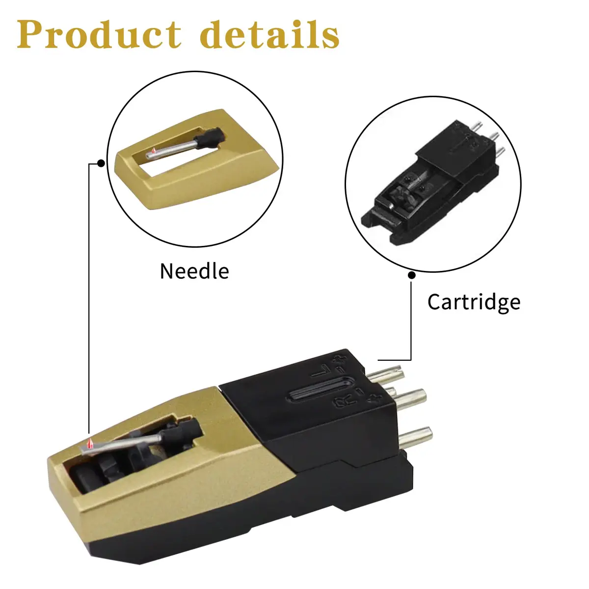 banpa Gold Turntable Cartridge with Diamond Stylus Replacement | Fits Crosley, ION, Pyle, Jensen, Victola, Teac & More - view 3