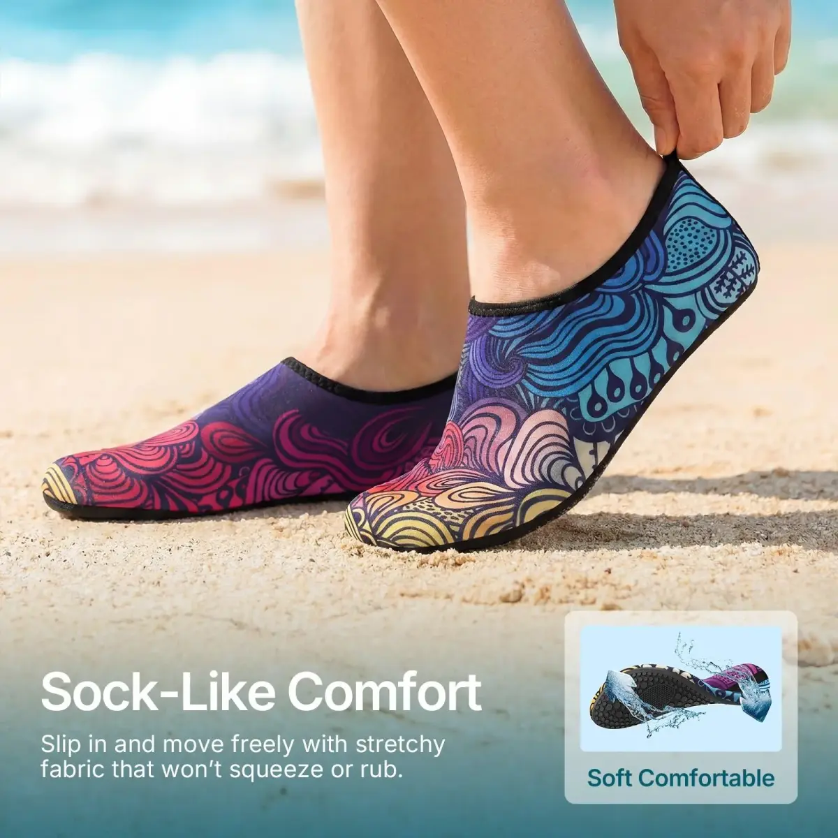 ATHMILE Water Shoes for Women & Men Quick-Dry Aqua Socks (US Women's 7-8 / Men's 6-7) | Breathable Barefoot Beach Footwear - view 4