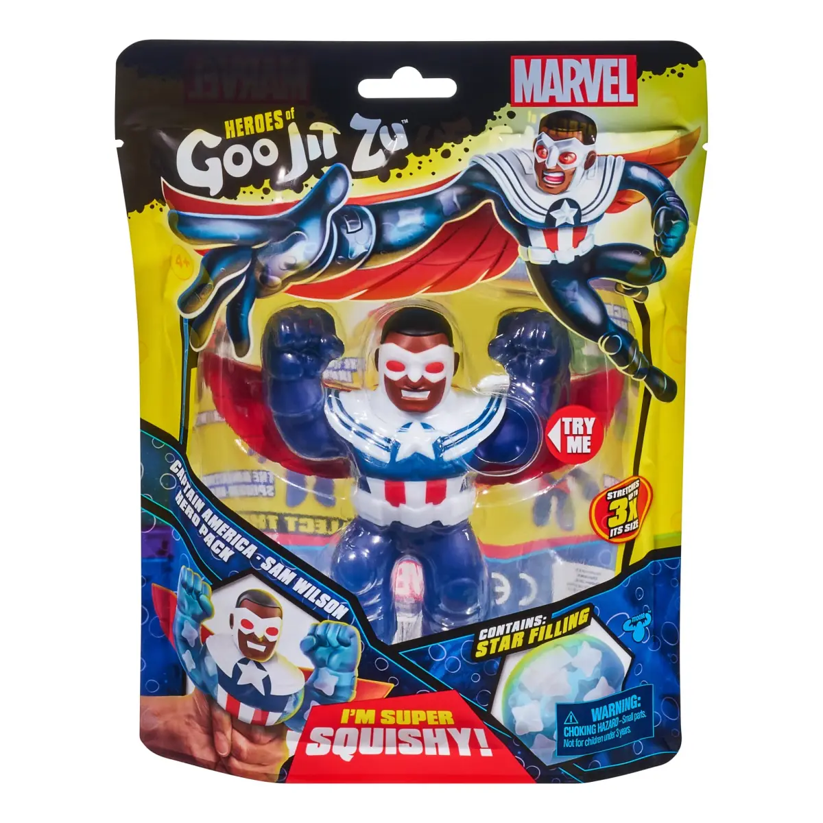Heroes of Goo Jit Zu Marvel Captain America - Sam Wilson Squishy Toy Figure 11.43 cm (4.5 inches) | ASTM Tested - view 5