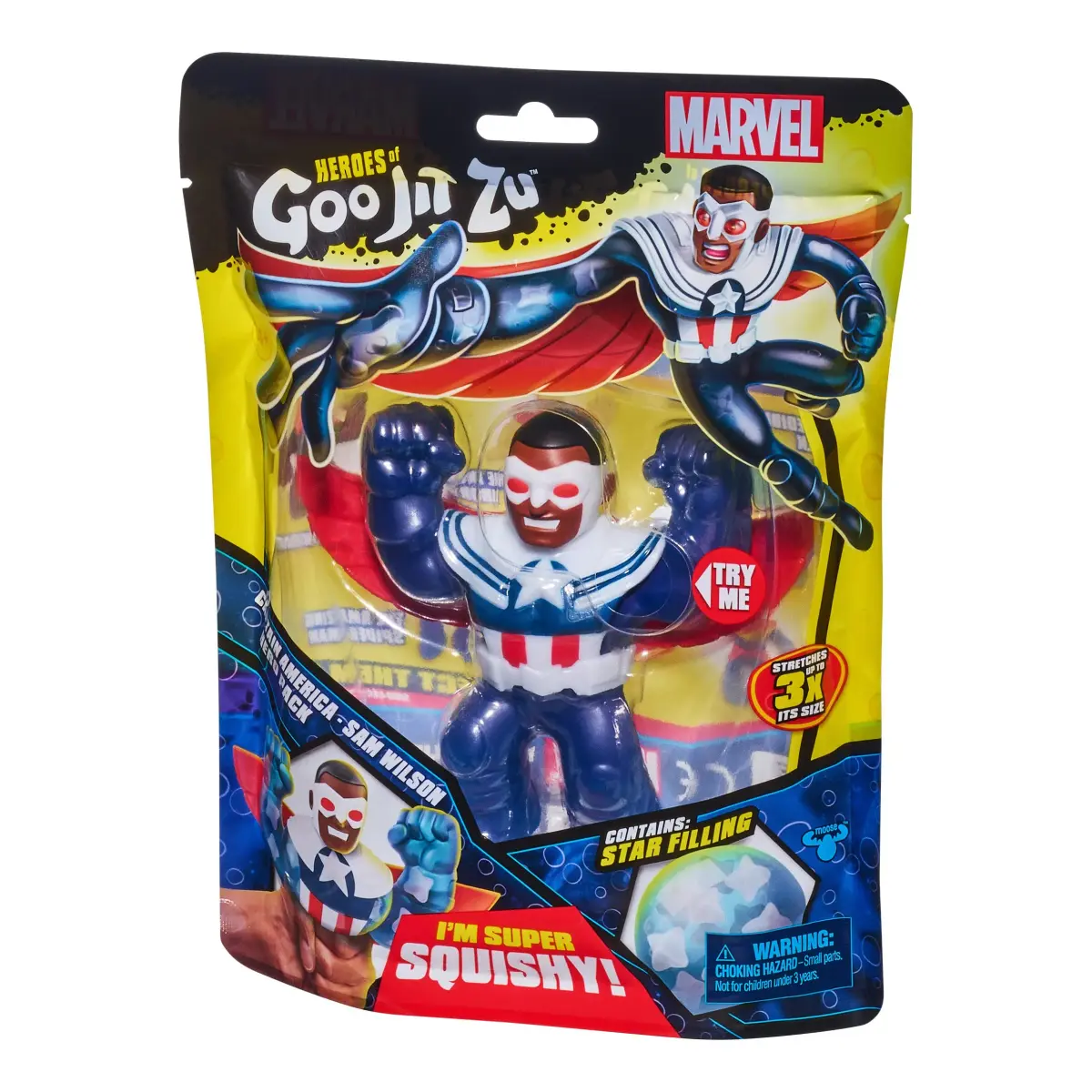 Heroes of Goo Jit Zu Marvel Captain America - Sam Wilson Squishy Toy Figure 11.43 cm (4.5 inches) | ASTM Tested - view 3
