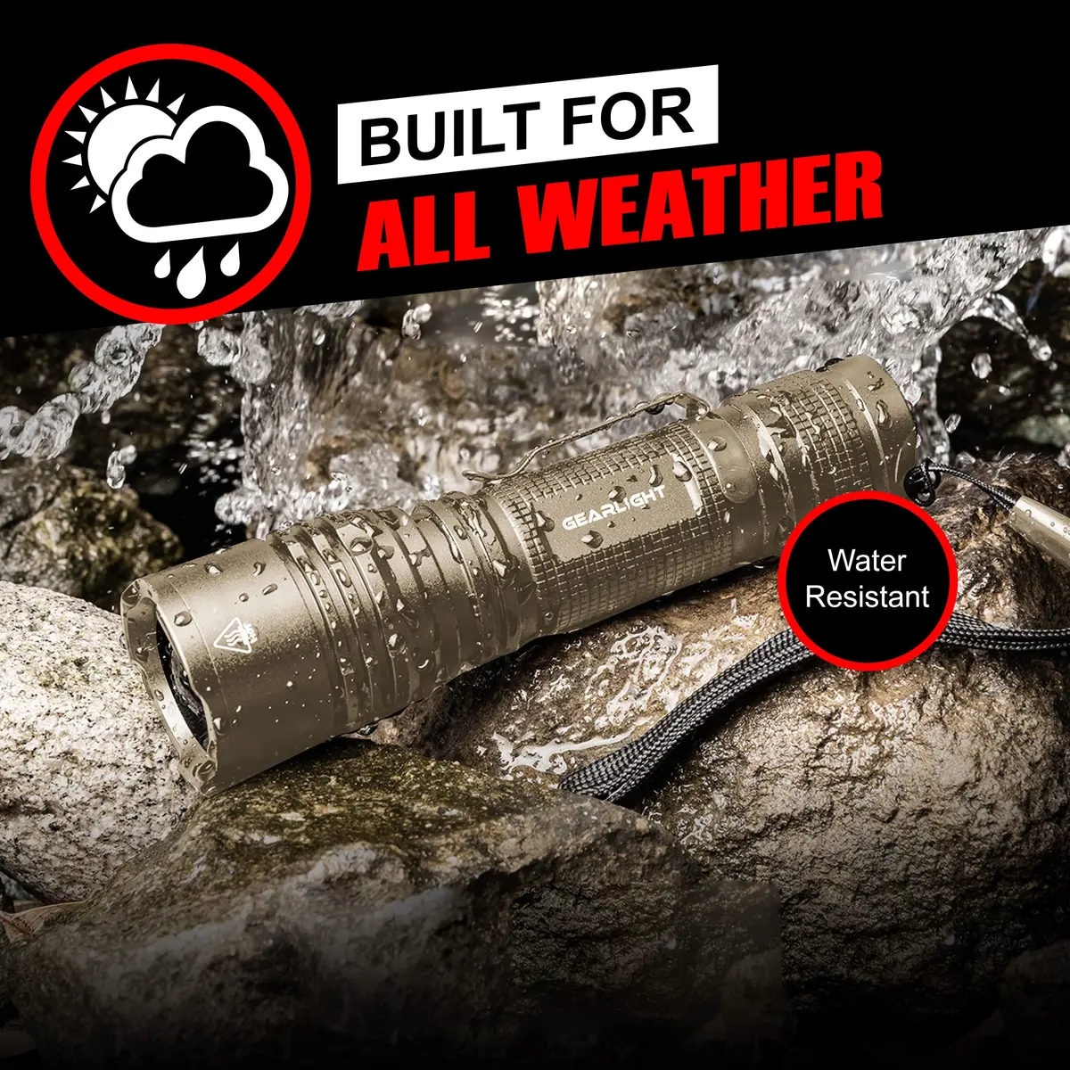 GearLight TAC LED Flashlight Pack - 2 Compact Tactical Flashlights with High Lumens for Outdoor & Emergency Use - Desert Tan - view 6
