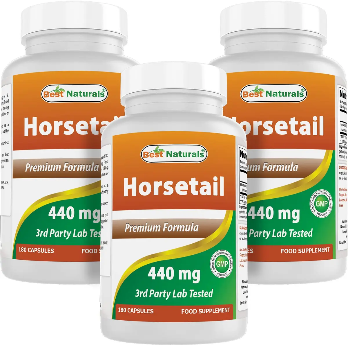 Best Naturals Horsetail 440 mg 180 Capsules | Gluten-Free, Non-GMO, Made in USA - main product image
