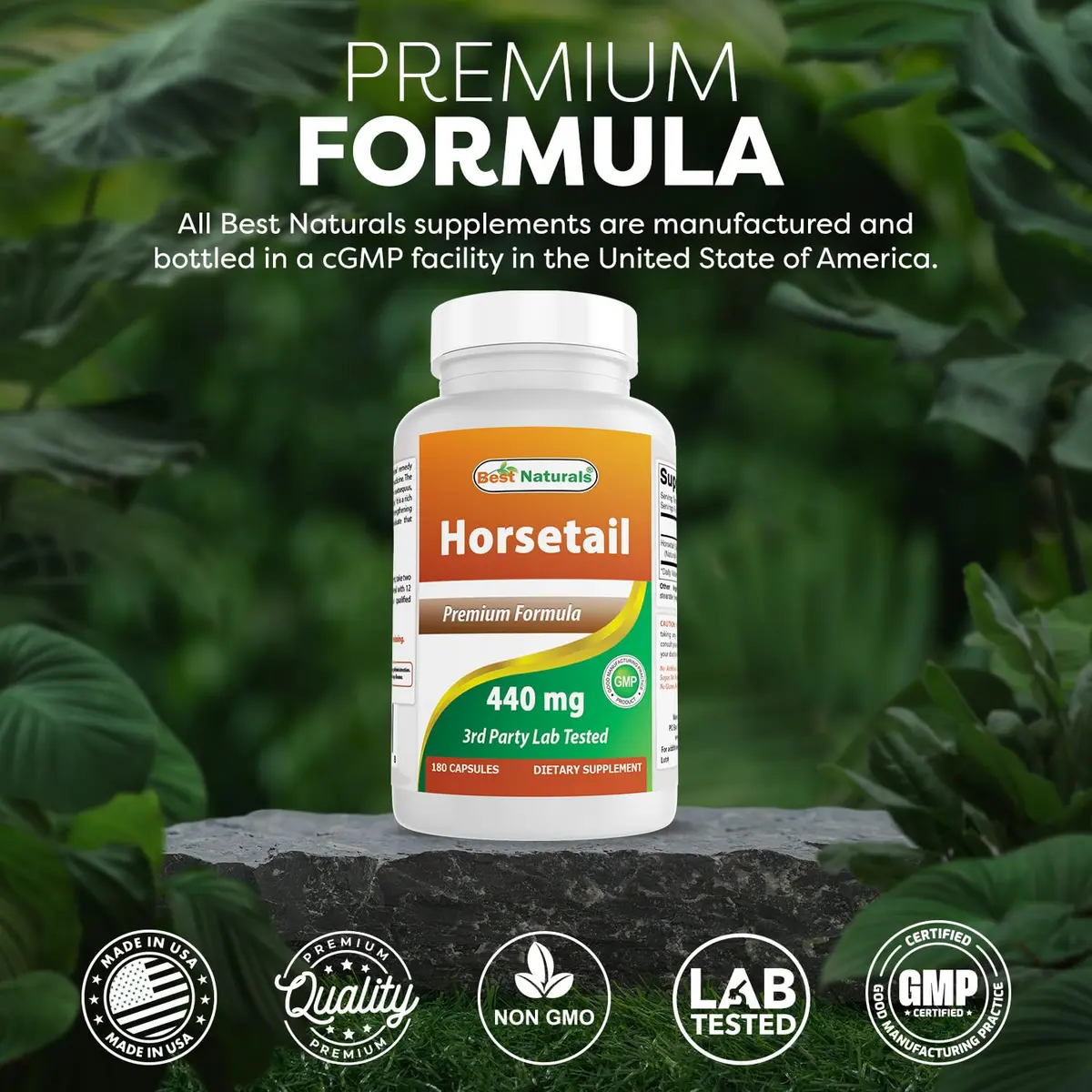Best Naturals Horsetail 440 mg 180 Capsules | Gluten-Free, Non-GMO, Made in USA - view 5