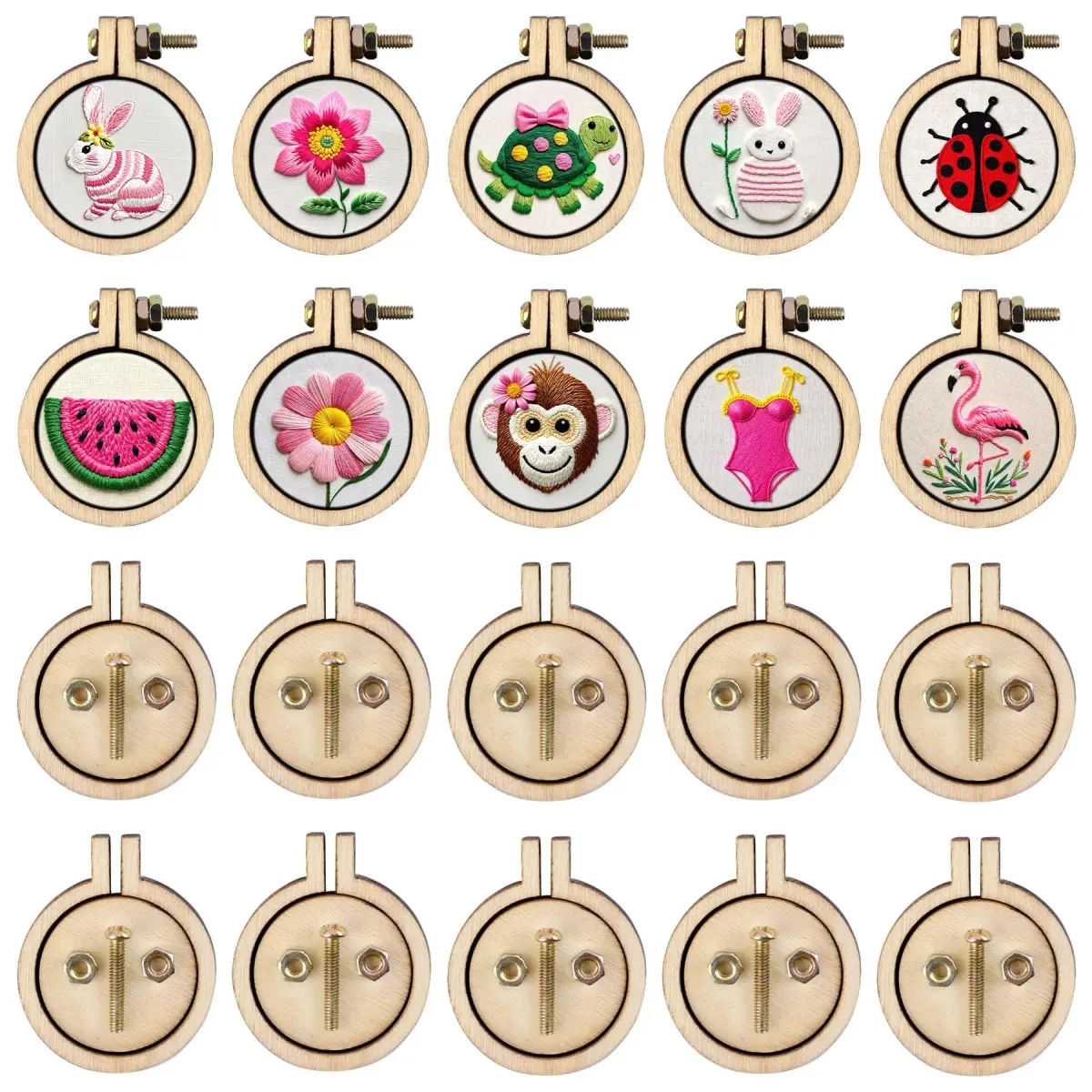 Framendino Mini Embroidery Hoops Wood Round Cross Stitch for Crafts Jewelry 20 Pack (2.9 cm / 2.5 cm) - main product image