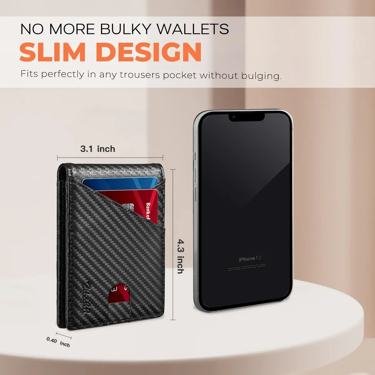 Zitahli Slim RFID Leather Bifold Wallet for Men, Carbon Black | 11.2 cm (4.4 in) x 8 cm (3.1 in) x 1.2 cm (0.5 in) - view 4
