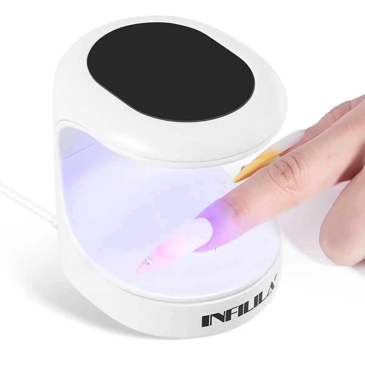 NXJ INFILILA Mini UV LED Nail Lamp 16W Black | Portable Single-Finger Gel Curing Light - main product image