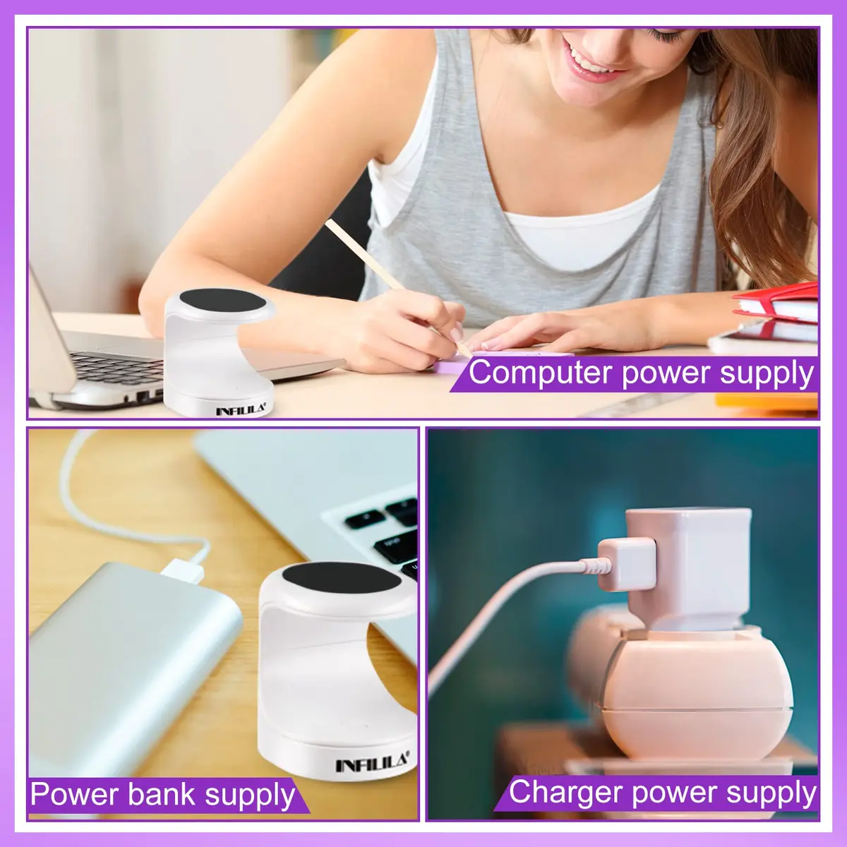 NXJ INFILILA Mini UV LED Nail Lamp 16W Black | Portable Single-Finger Gel Curing Light - view 5