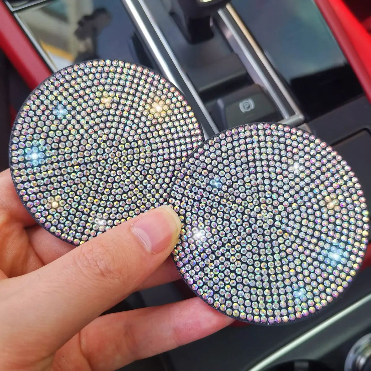 NBTEPEM Bling Car Cup Holder Coasters 2.75 inch (7 cm) Diameter, 2-Pack | Sparkle & Protect Your Car Interior - view 4