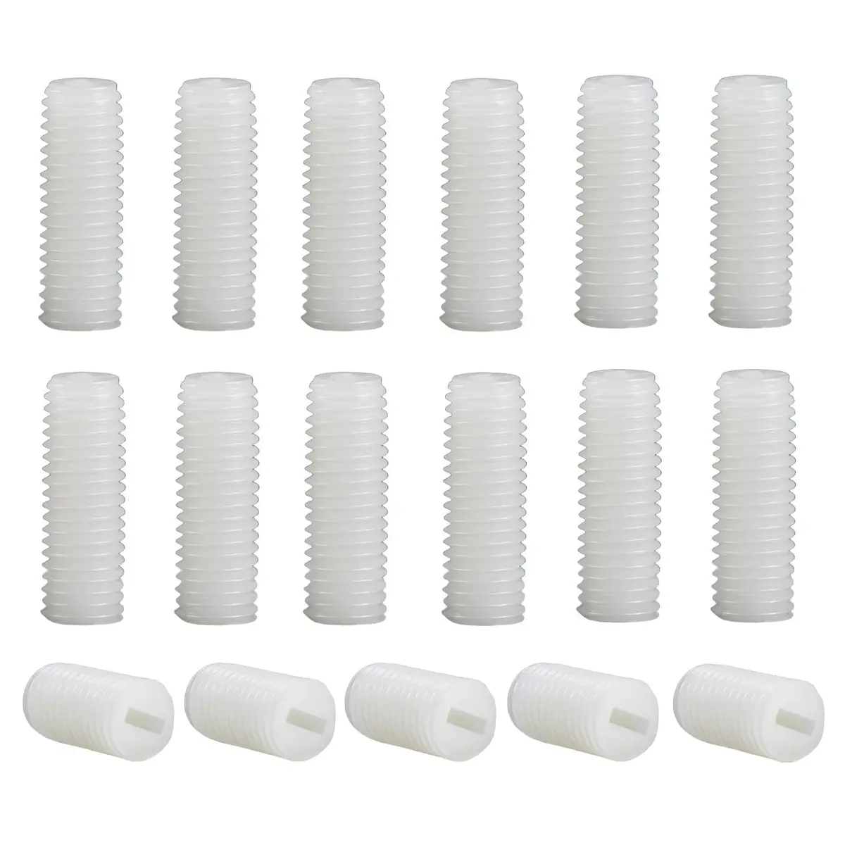 NACX M4 x 10mm Slotted Head Set Screws | Plastic Headless Grub Screws in White Nylon - main product image