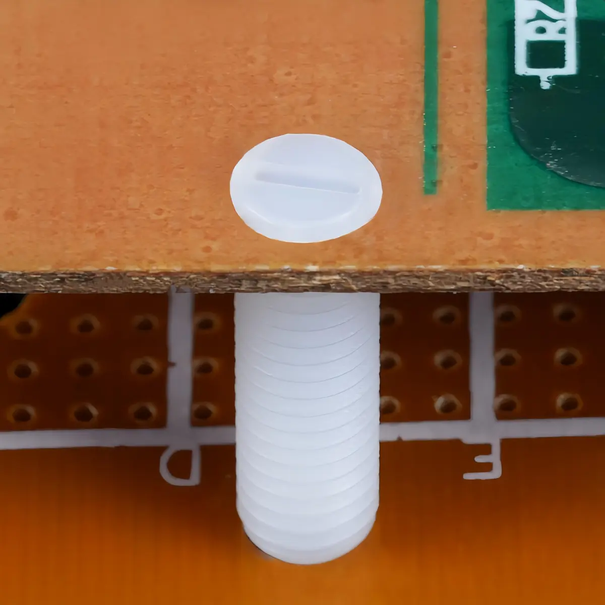 NACX M4 x 10mm Slotted Head Set Screws | Plastic Headless Grub Screws in White Nylon - view 4