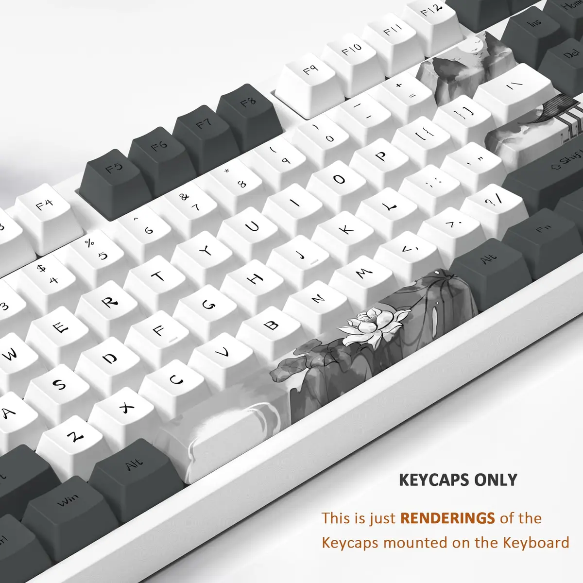MOLGRIA Ink Lotus Custom Keycaps 140 Set PBT OEM Profile Dye Sublimation ANSI/ISO Layout for Gaming Keyboard - view 3