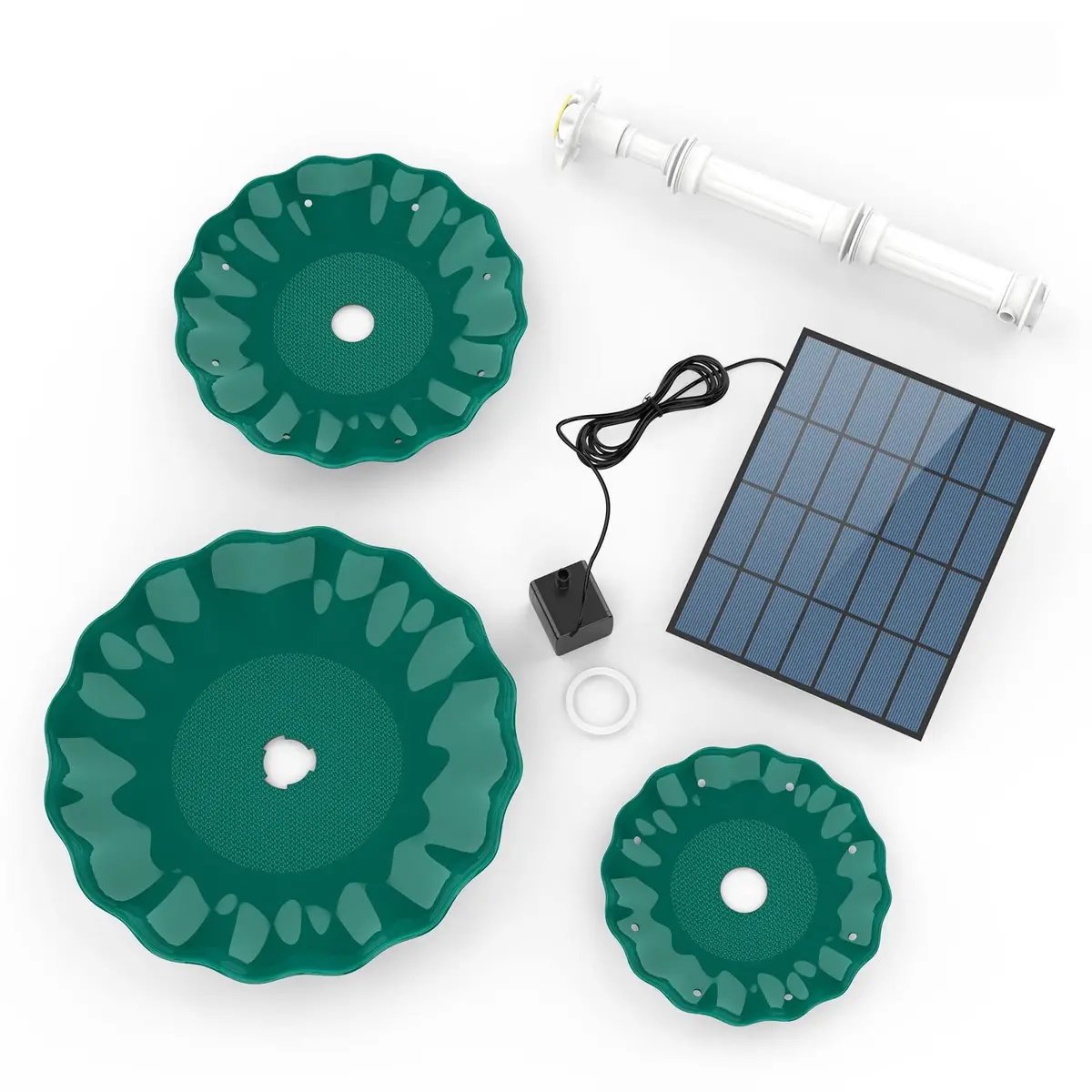 AISITIN 3 Tiered Bird Bath with 3.5W Solar Water Pump & Fountain | Green Plastic - view 8