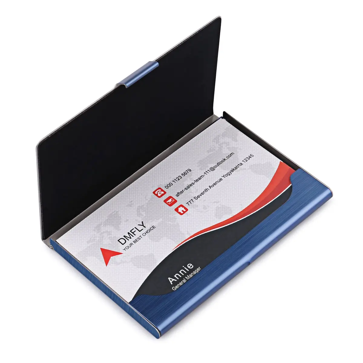 DMFLY Business Card Holder, Slim Metal Case for Men & Women, Blue | Professional Stainless Steel Wallet - view 8