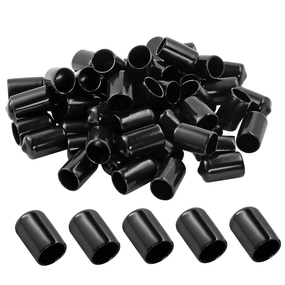 Jamiikury Rubber End Caps 12mm | Flexible Vinyl Tube Bolt Cover for Pipes & Furniture Feet - main product image